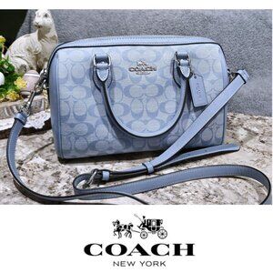 Coach "Rowen" Cornflower Blue Signature Handbag ~ Chambary/Leather Satchel Purse